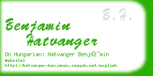benjamin hatvanger business card